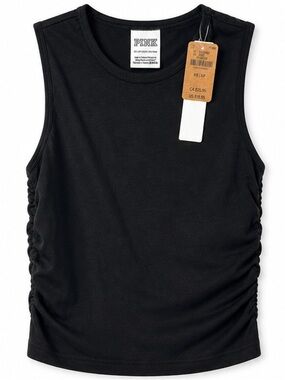 PINK Victoria's Secret Women’s Black Ruched Side Tank Top